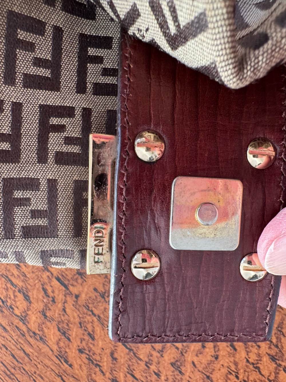 Fendi Vintage Zucchino Brown and Tan Monogram Crossbody Bag w/Dust Bag and COA - Picture 8 of 16